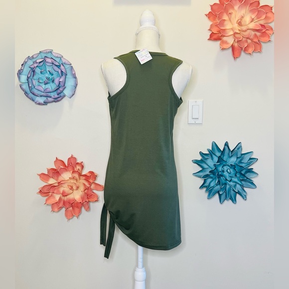 Olive 🫒 Green, Racerback, Side-Tie Tunic Dress - Picture 3 of 3